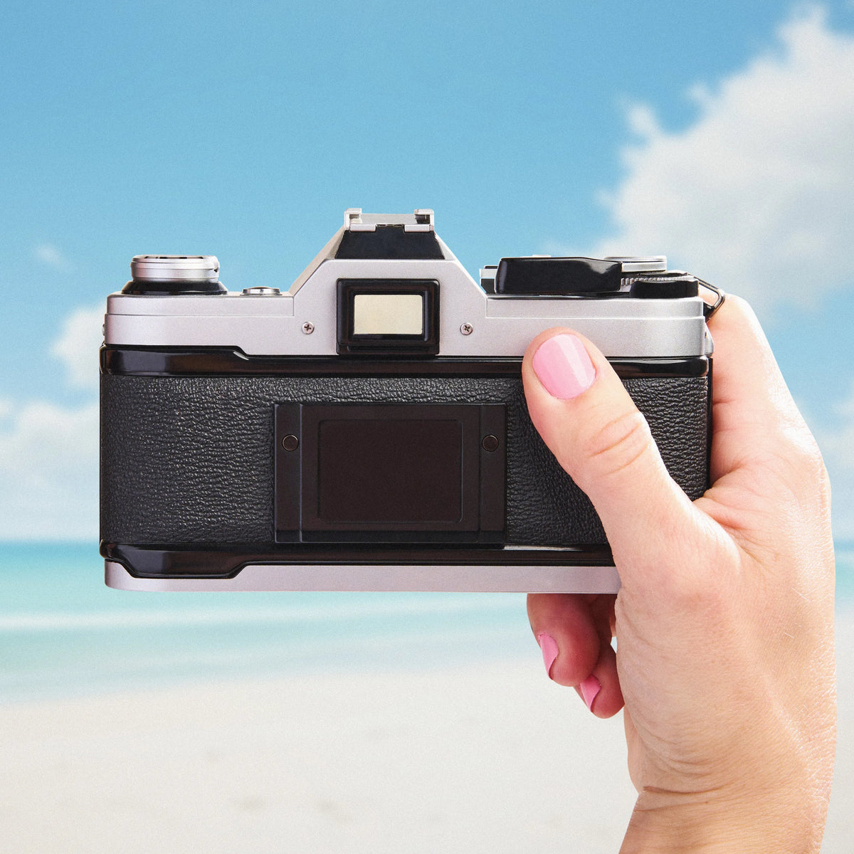 Rear view of Canon AE-1 film camera