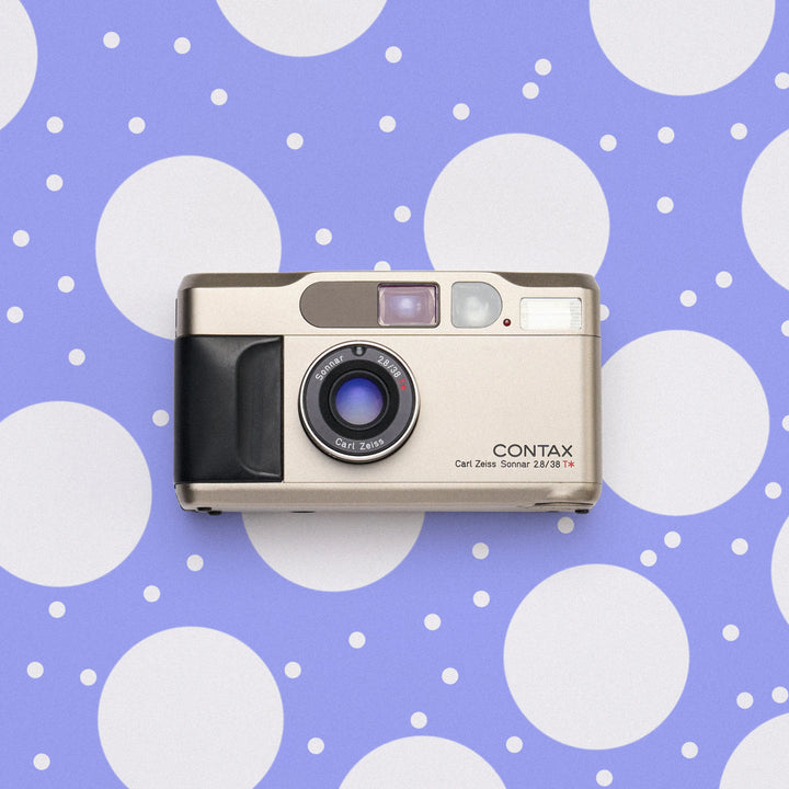 Silver Contax T2 35mm point-and-shoot film camera