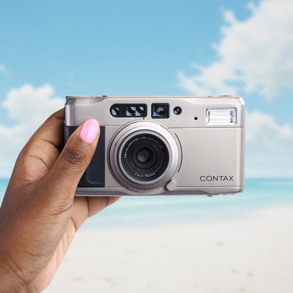 Front view of the Contax TVS 35mm film camera
