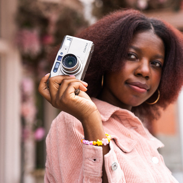 Lifestyle view of the Contax TVS 35mm film camera