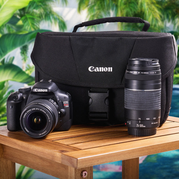 Canon Rebel T2i dual-lens kit with DSLR body, two lenses and Canon camera bag