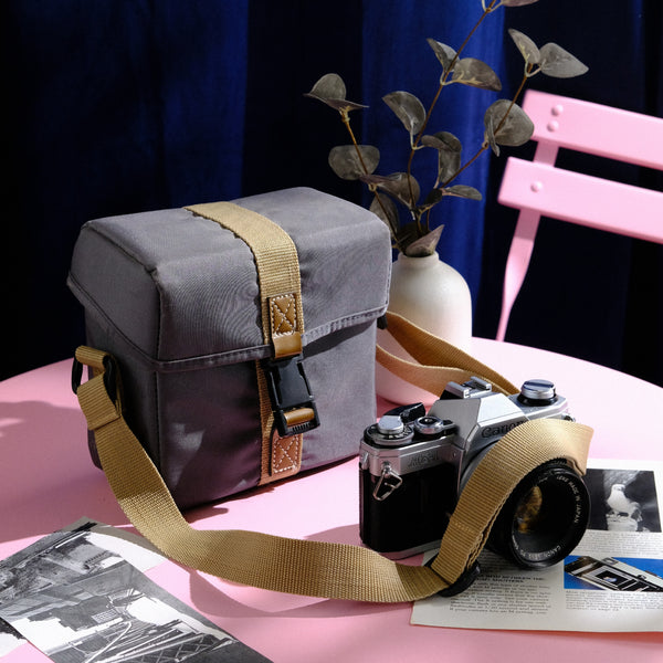 1980s Mini Gray Nylon Camera Bag