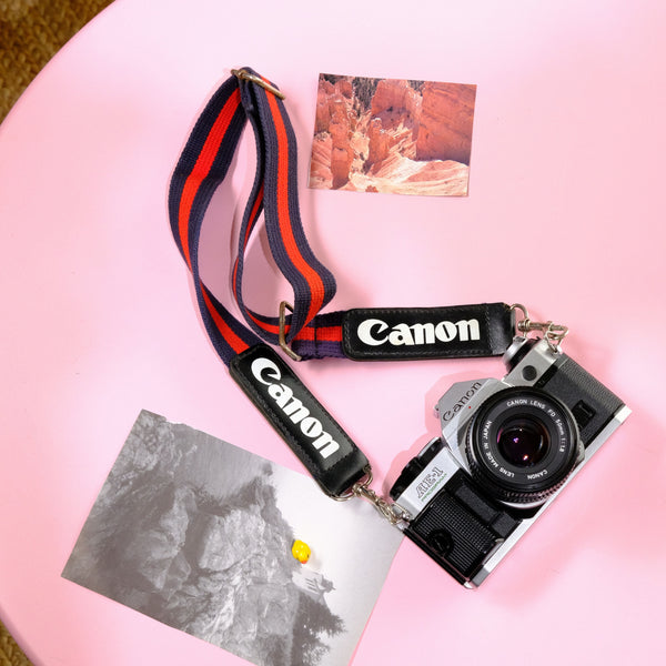 True Vintage: Canon Blue & Red Camera Strap (1980s)