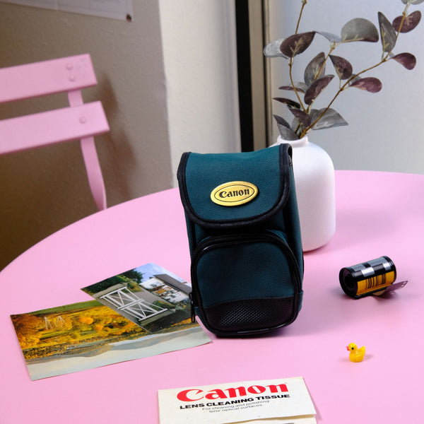 True Vintage:  Canon Teal Canvas Camera Pouch Case (1990)