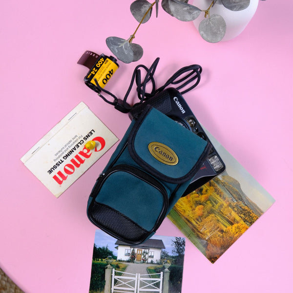 True Vintage:  Canon Teal Canvas Camera Pouch Case (1990)