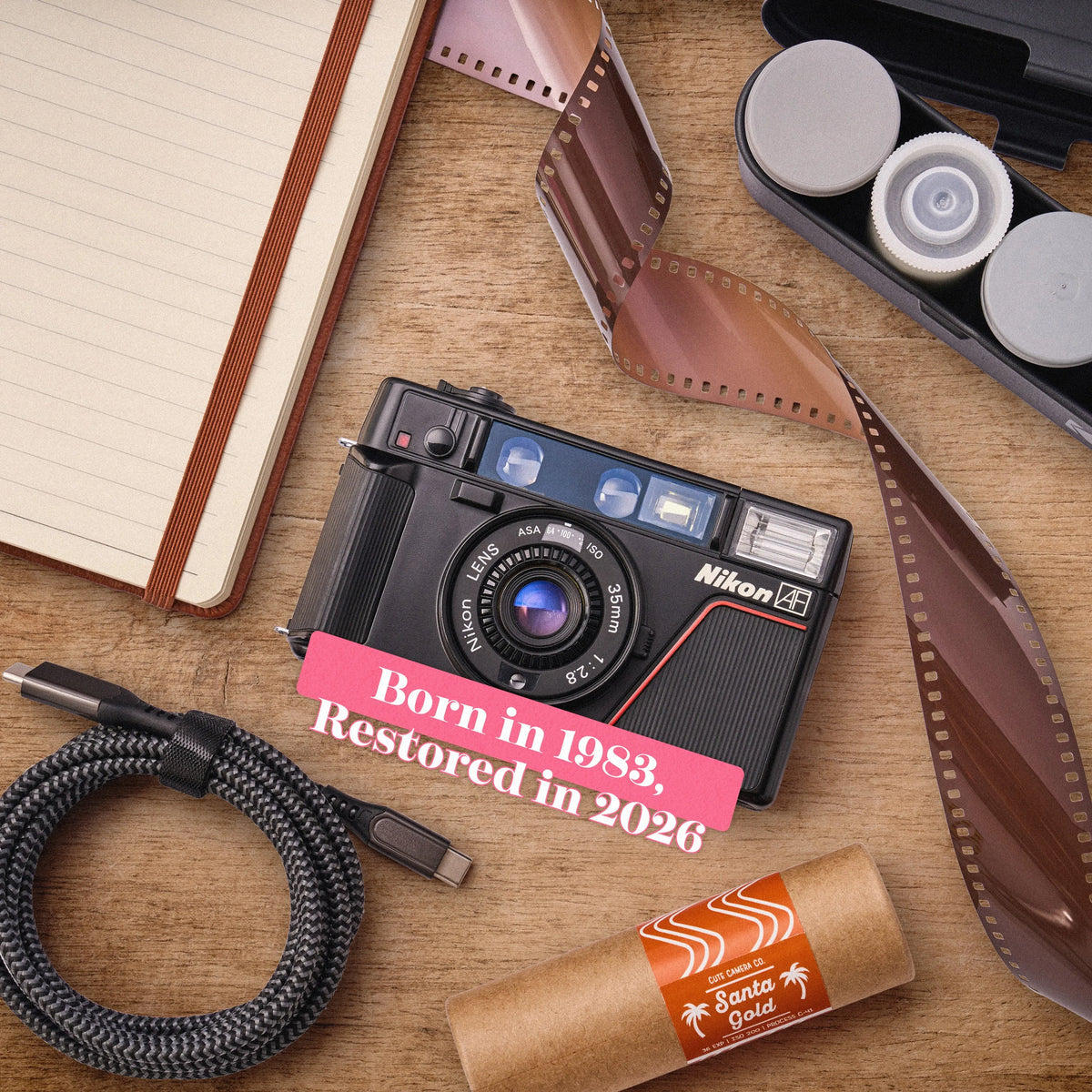 restored Nikon L35AF 35mm Point and Shoot Camera