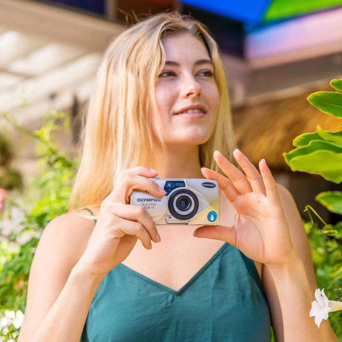 Girl using a Olympus Stylus Epic 115 | 35mm Point and Shoot Film Camera